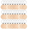 60Pcs Blank Wooden Key Chain Unfinished Wood Slices Keychain Wooden Keyrings DIY Key Tag for DIY Arts Craft Christmas Ornaments