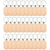 60Pcs Blank Wooden Key Chain Unfinished Wood Slices Keychain Wooden Keyrings DIY Key Tag for DIY Arts Craft Christmas Ornaments