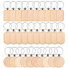 60Pcs Blank Wooden Key Chain Unfinished Wood Slices Keychain Wooden Keyrings DIY Key Tag for DIY Arts Craft Christmas Ornaments