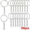 20/100pcs Metal Blank Keyring Keychain Split Rings Keyfob Key Rings Lobster Clasp Key Chain Key Pendant Stainless Steel Rings