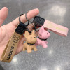 Fashion Punk French Bulldog Keychain PU Leather Dog Keychains for Women Bag Pendant Jewelry Trinket Men's Car Key Ring Key Chain