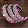 Gorgeous Pink Crystal Princess Padded Headbands Rhinestone Baroque Handmade Hairbands For Women Hair Jewelry Girls Wedding