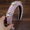 Gorgeous Pink Crystal Princess Padded Headbands Rhinestone Baroque Handmade Hairbands For Women Hair Jewelry Girls Wedding