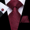 Hi-Tie Designer Red Burgundy Plaid Silk Wedding Tie For Men Handky Cufflink Gift Mens Necktie Fashion Business Party Dropshiping