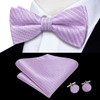 Hi-Tie Dusty Pink Silk Mens Solid Sage Green Pre-tied Bow Tie Hanky Cufflink Set Butterfly Knot Bowtie for Male Wedding Business