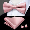 Hi-Tie Dusty Pink Silk Mens Solid Sage Green Pre-tied Bow Tie Hanky Cufflink Set Butterfly Knot Bowtie for Male Wedding Business