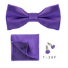 Bowtie Set 3pcs Solid Color Bow Tie For Men Pocket Square Shirts Cufflinks Neck Butterfly Suit For Business Wedding Decorate tie