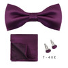 Bowtie Set 3pcs Solid Color Bow Tie For Men Pocket Square Shirts Cufflinks Neck Butterfly Suit For Business Wedding Decorate tie