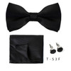 Bowtie Set 3pcs Solid Color Bow Tie For Men Pocket Square Shirts Cufflinks Neck Butterfly Suit For Business Wedding Decorate tie