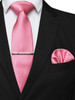 EASTEPIC 8 cm Classic Grey Twill Ties for Men in Business Suits Necktie Set Clip Handkerchief Men's Accessory Wedding Party