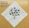 Set of 12 Fashion Dinner Napkins white Hemstitched linen Table Napkin with Color Embroidered Floral Wedding Napkins 20x20-inch