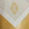 Set of 12 Fshion Monogrammed Dinner Napkins White linen Hemstitch Table Napkins 20"x20"Ladder Embroidered Initial C Tea Napkins