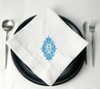 Set of 12 Excellent Monogrammed Dinner Napkins White Hemstitch Linen Table Napkins 20x20" Ladder Embroidered Initial Tea Napkin
