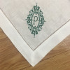 Set of 12 Fshion Monogrammed Dinner Napkins White linen Hemstitch Table Napkins 20"x20"Ladder Embroidered Initial P Tea Napkins
