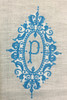 Set of 12 Fshion Monogrammed Dinner Napkins White linen Hemstitch Table Napkins 20"x20"Ladder Embroidered Initial P Tea Napkins