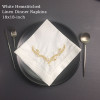 Set of 12 Fashion Ninner Napkins 18x18" white Hemstitched linen Table Napkins with Green Color Embroidered Floral Tea Napkins