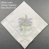 Set of 12 Fshion Handkerchiefs White linen Hemstitched Table Napkin 20x20-inch Ladder Embroidery Flower Dinner Napkins