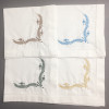 Set of 12 Handkerchiefs Dinner Napkins Hemstitched Border White Linen Faabric Cloth Table Napkin Embroidered Floral 20x20-inch