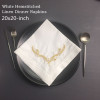 Set of 12 Handkerchiefs Dinner Napkins Hemstitched Border White Linen Faabric Cloth Table Napkin Embroidered Floral 20x20-inch