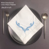 Set of 12 Handkerchiefs Dinner Napkins Hemstitched Border White Linen Faabric Cloth Table Napkin Embroidered Floral 20x20-inch