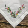 Set of 12 Handkerchiefs White Linen Hemstitched Dinner Napkins Table Cloth Placemats with Color Embroidered Floral
