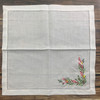 Set of 12 Handkerchiefs White Linen Hemstitched Dinner Napkins Table Cloth Placemats with Color Embroidered Floral