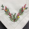 Set of 12 Handkerchiefs White Linen Hemstitched Dinner Napkins Table Cloth Placemats with Color Embroidered Floral
