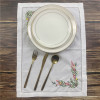 Set of 12 Handkerchiefs White Linen Hemstitched Dinner Napkins Table Cloth Placemats with Color Embroidered Floral