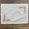 Set of 12 Handkerchiefs White Linen Hemstitched Dinner Napkins Table Cloth Placemats with Color Embroidered Floral