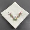 Set of 12 Handkerchiefs White Linen Hemstitched Dinner Napkins Table Cloth Placemats with Color Embroidered Floral