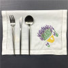 Set of 12 Handkerchiefs Dinner Napkins white Hemstitched linen Table Napkins/ Placemats/ Towels with Color Embroidered Floral