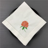Set of 12 Fashion Wedding Napkins white Hemstitched linen Table Napkin with Color Embroidered Floral Dinner Napkins 18x18-inch
