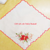 Set of 12 Handkerchiefs White Cotton Cloth Fabric Hankies Scalloped Edges Hanky Phrase Embroidered Floral 12"x12"