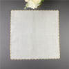 Set of 12 Fshion Table Napkins Dinner Napkins White Irish 100% Linen Tea Napkins with Color Embroidered Scalloped Edges