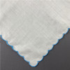 Set of 12 Fshion Table Napkins Dinner Napkins White Irish 100% Linen Tea Napkins with Color Embroidered Scalloped Edges