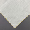 Set of 12 Fshion Table Napkins Dinner Napkins White Irish 100% Linen Tea Napkins with Color Embroidered Scalloped Edges