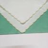 Set of 12 Fshion Table Napkins Dinner Napkins White Irish 100% Linen Tea Napkins with Color Embroidered Scalloped Edges