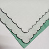 Set of 12 Fshion Table Napkins Dinner Napkins White Irish 100% Linen Tea Napkins with Color Embroidered Scalloped Edges