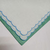 Set of 12 Fshion Table Napkins Dinner Napkins White Irish 100% Linen Tea Napkins with Color Embroidered Scalloped Edges