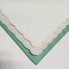 Set of 12 Fshion Table Napkins Dinner Napkins White Irish 100% Linen Tea Napkins with Color Embroidered Scalloped Edges