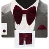 GUSLESON Velvet Big Bow Tie Men's Bowties Pocket Square Cufflinks Set with Gift Box Solid Red Yellow Necktie For Man Wedding