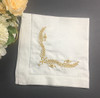 Set of 12 Fashion Wedding Napkins white Hemstitched linen Table Napkin with Gold Embroidered Floral Dinner Napkins 18x18-inch