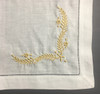 Set of 12 Fashion Wedding Napkins white Hemstitched linen Table Napkin with Gold Embroidered Floral Dinner Napkins 18x18-inch