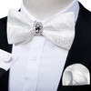 Unique Designer White Pre-tied Bowtie with Jewel ring Wedding Men's Bow Tie Butterfly Knot for Business галстук Handkeechief Set