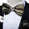 Unique Designer White Pre-tied Bowtie with Jewel ring Wedding Men's Bow Tie Butterfly Knot for Business галстук Handkeechief Set