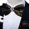 Unique Designer White Pre-tied Bowtie with Jewel ring Wedding Men's Bow Tie Butterfly Knot for Business галстук Handkeechief Set