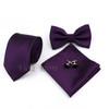 4 PCS Tie Set Solid Burgundy Navy 8cm Necktie Bowtie Handkerchief Cufflinks Polyester Mens Suit Wedding Party Cravat Accessory