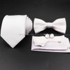 Hot Sale Red Blue Tie Set Polyester Slim Striped Necktie Bowtie Cufflink Brooch For Groom Suit Wedding Cravat Shirt Accessory