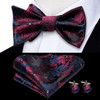 Hi-Tie Silk Mens Self Bow Tie Hanky Cufflinks Set Blue Red Gold Male Jacquard Butterfly Knot Bowtie Wedding Business Party Gift