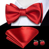 Hi-Tie Silk Mens Self Bow Tie Hanky Cufflinks Set Blue Red Gold Male Jacquard Butterfly Knot Bowtie Wedding Business Party Gift